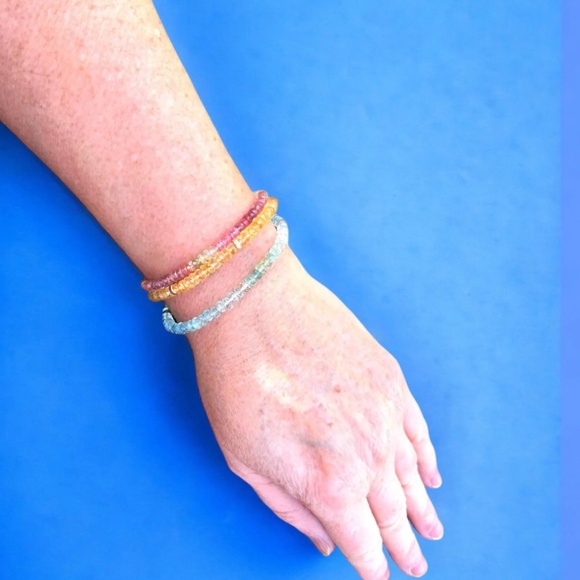 Natural Citrine, Aquamarine, Ruby Wrap Bracelet Convertible Necklace Solid 14k - Picture 10 of 11